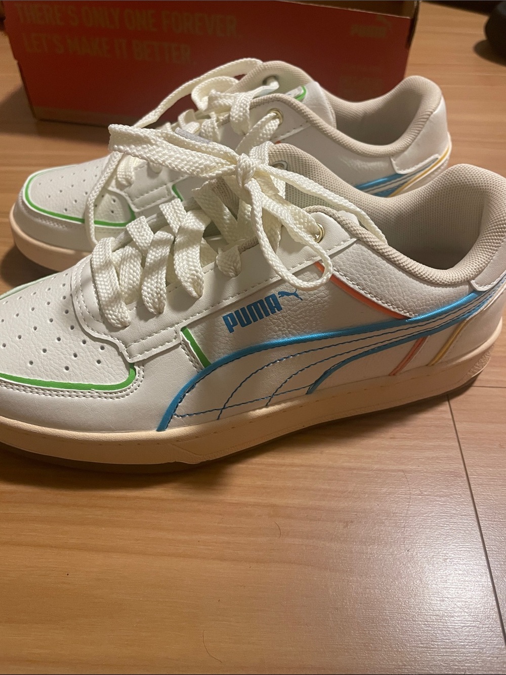Puma White Women Sneakers with Blue, Green, Yellow and Orange Accents